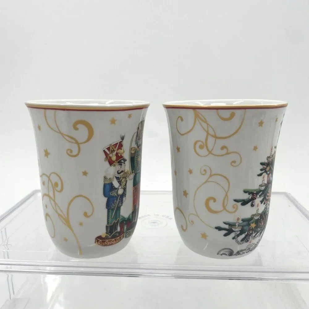 Williams Sonoma Mugs Twas The Night Before Christmas Tree Nutcrackers Set of 2